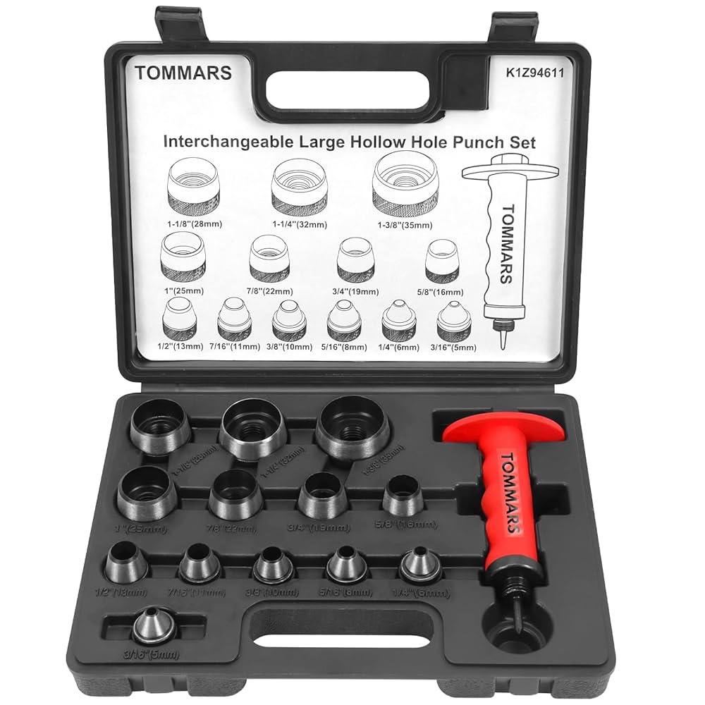 TOMMARS Hollow Punch Kit with Pin Point Punch Shaft Hole